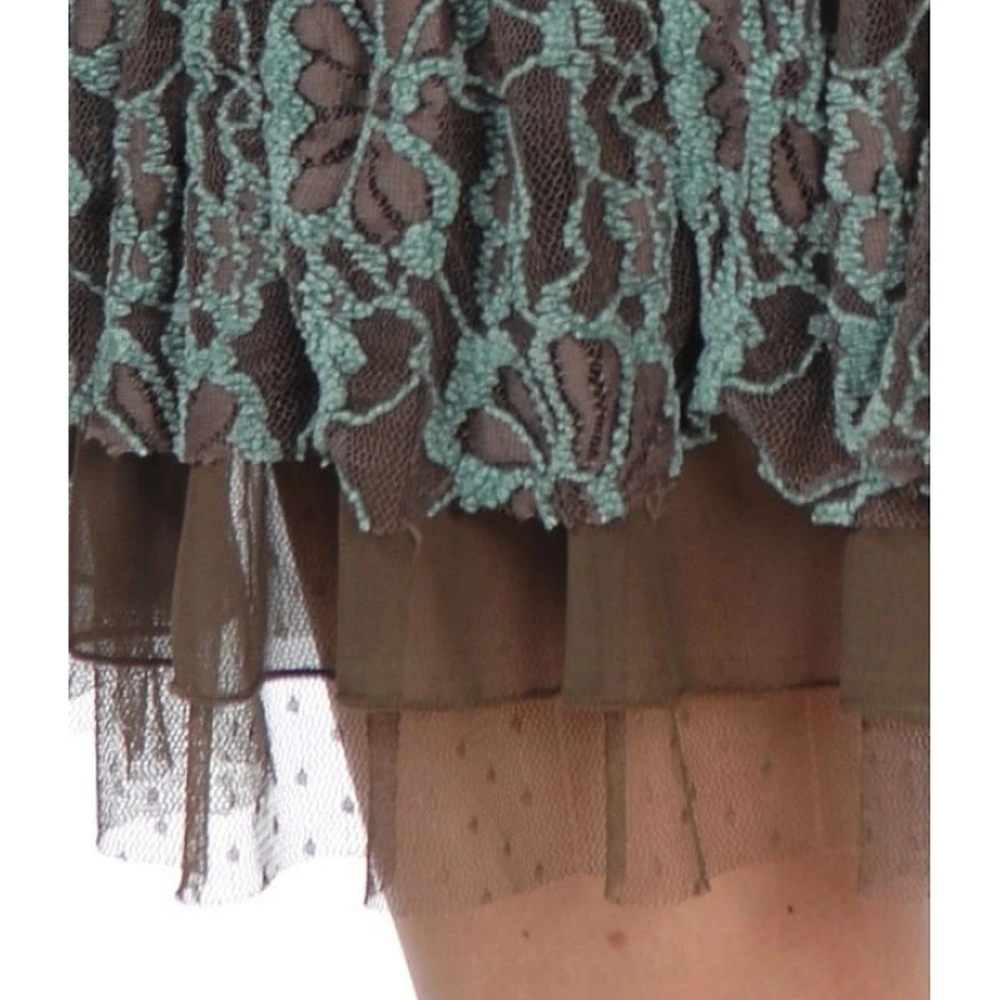 A"reve Anthropologie Womens Brown Turquoise Floral Lace Long Sleeve Lined Mini S - Picture 3 of 16